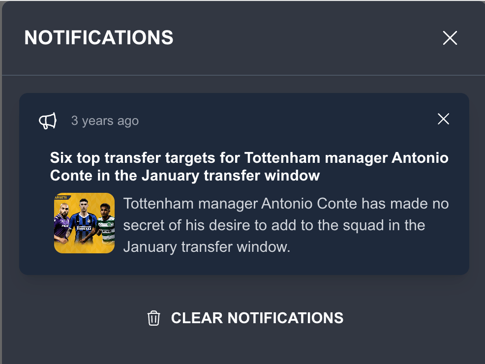 Notification drawer example